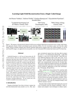 Learning Light Field Reconstruction from a Single Coded Image