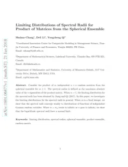 Limiting Distributions of Spectral Radii for Product of Matrices from
  the Spherical Ensemble