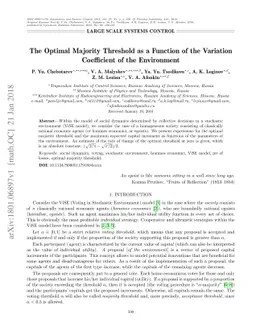 The Optimal Majority Threshold as a Function of the Variation
  Coefficient of the Environment