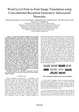 Word Level Font-to-Font Image Translation using Convolutional Recurrent
  Generative Adversarial Networks