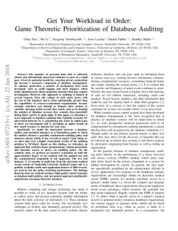 Get Your Workload in Order: Game Theoretic Prioritization of Database
  Auditing