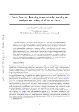 Rover Descent: Learning to optimize by learning to navigate on
  prototypical loss surfaces