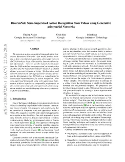 DiscrimNet: Semi-Supervised Action Recognition from Videos using
  Generative Adversarial Networks