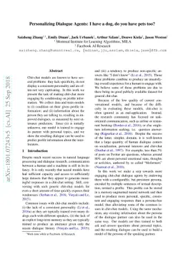 Personalizing Dialogue Agents: I have a dog, do you have pets too?