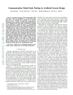 Communication Model-Task Pairing in Artificial Swarm Design