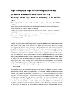 High-throughput, high-resolution registration-free generated adversarial
  network microscopy