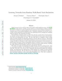 Learning Networks from Random Walk-Based Node Similarities