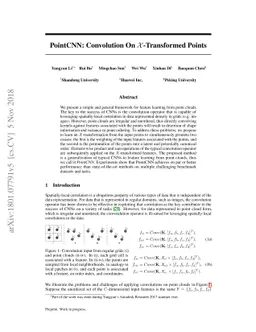 PointCNN: Convolution On $\mathcal{X}$-Transformed Points