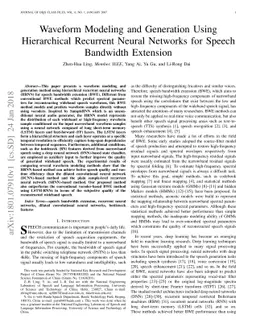 Waveform Modeling and Generation Using Hierarchical Recurrent Neural
  Networks for Speech Bandwidth Extension