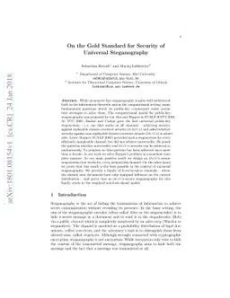 On the Gold Standard for Security of Universal Steganography