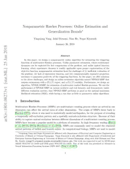 Nonparametric Hawkes Processes: Online Estimation and Generalization
  Bounds