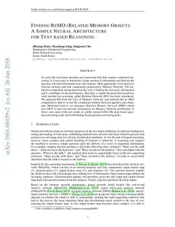 Finding ReMO (Related Memory Object): A Simple Neural Architecture for
  Text based Reasoning