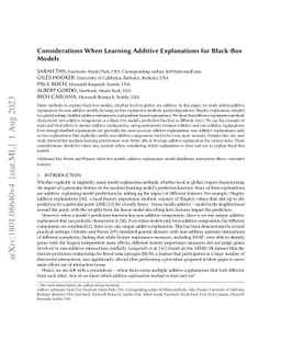 Considerations When Learning Additive Explanations for Black-Box Models