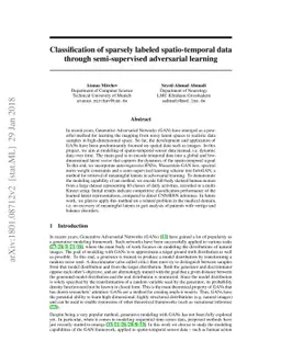 Classification of sparsely labeled spatio-temporal data through
  semi-supervised adversarial learning