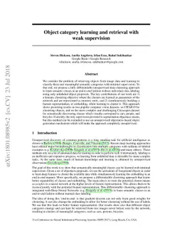 Object category learning and retrieval with weak supervision