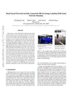 Deep Neural Networks In Fully Connected CRF For Image Labeling With
  Social Network Metadata
