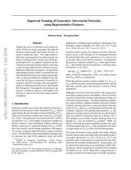 Improved Training of Generative Adversarial Networks Using
  Representative Features