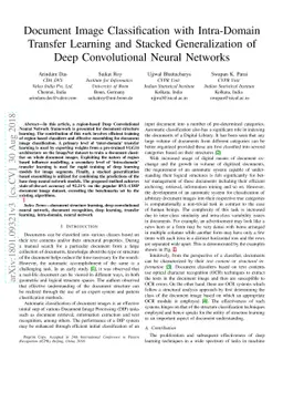 Document Image Classification with Intra-Domain Transfer Learning and
  Stacked Generalization of Deep Convolutional Neural Networks
