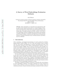 A Survey of Word Embeddings Evaluation Methods