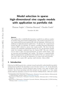 Model selection in sparse high-dimensional vine copula models with
  application to portfolio risk