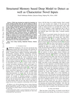 Structured Memory based Deep Model to Detect as well as Characterize
  Novel Inputs