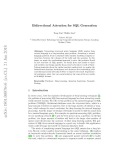 Bidirectional Attention for SQL Generation