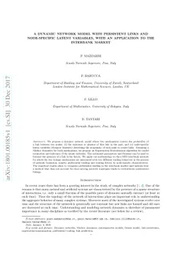 A dynamic network model with persistent links and node-specific latent
  variables, with an application to the interbank market