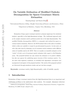 On Variable Ordination of Modified Cholesky Decomposition for Sparse
  Covariance Matrix Estimation