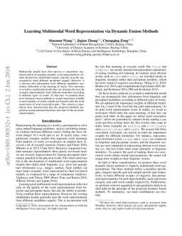 Learning Multimodal Word Representation via Dynamic Fusion Methods