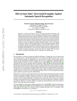 Did you hear that? Adversarial Examples Against Automatic Speech
  Recognition