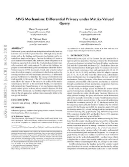 MVG Mechanism: Differential Privacy under Matrix-Valued Query