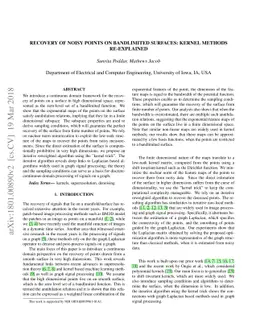 Recovery of Noisy Points on Band-limited Surfaces: Kernel Methods
  Re-explained
