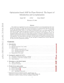 Optimization-based AMP for Phase Retrieval: The Impact of Initialization
  and $\ell_2$-regularization