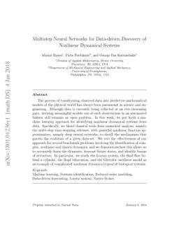 Multistep Neural Networks for Data-driven Discovery of Nonlinear
  Dynamical Systems