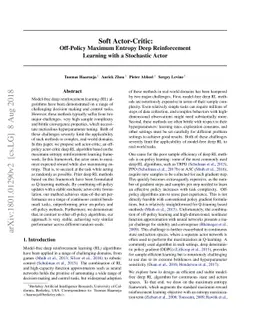 Soft Actor-Critic: Off-Policy Maximum Entropy Deep Reinforcement
  Learning with a Stochastic Actor