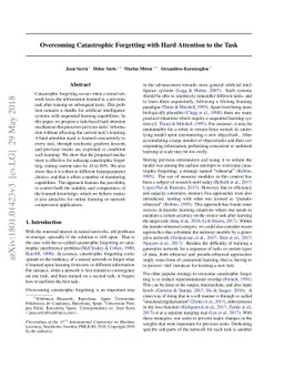 Overcoming catastrophic forgetting with hard attention to the task