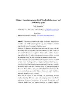 Distance formulas capable of unifying Euclidian space and probability
  space