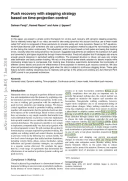 Push recovery with stepping strategy based on time-projection control