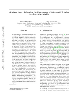 Gradient Layer: Enhancing the Convergence of Adversarial Training for
  Generative Models