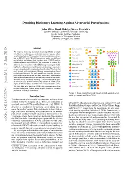 Denoising Dictionary Learning Against Adversarial Perturbations