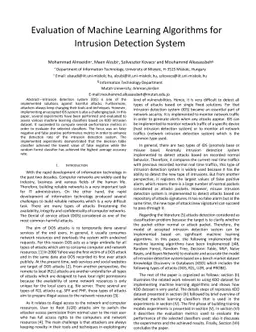 Evaluation of Machine Learning Algorithms for Intrusion Detection System
