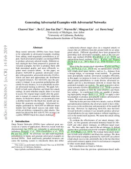 Generating Adversarial Examples with Adversarial Networks