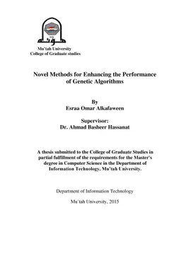 Novel Methods for Enhancing the Performance of Genetic Algorithms