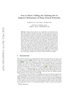 Less is More: Culling the Training Set to Improve Robustness of Deep
  Neural Networks