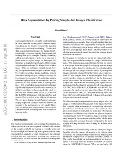 Data Augmentation by Pairing Samples for Images Classification
