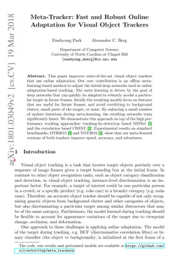 Meta-Tracker: Fast and Robust Online Adaptation for Visual Object
  Trackers