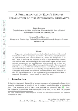 A Formalization of Kant's Second Formulation of the Categorical
  Imperative