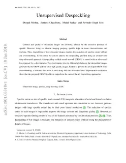 Unsupervised Despeckling