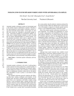 Fooling End-to-end Speaker Verification by Adversarial Examples