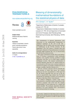 Blessing of dimensionality: mathematical foundations of the statistical
  physics of data